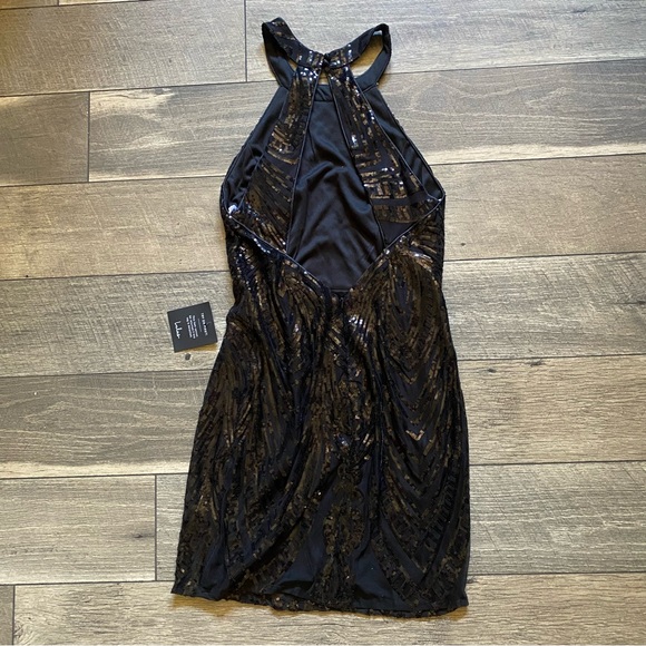 NWT || Lulus || Sequin High Neck Mini Dress Size L - Picture 9 of 11